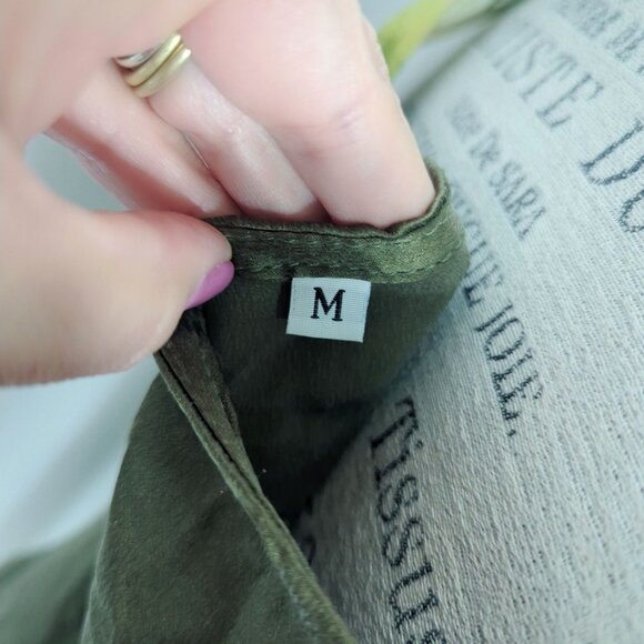 Vintage Top Blouse Tank Large Satin Silk Green - Picture 8 of 8